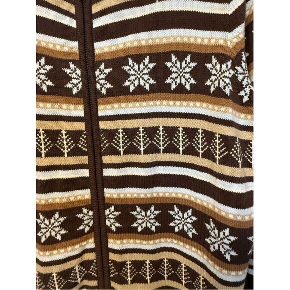Cherokee Plus Sz. 3X Full Zip Cardigan Brown/Tan Collar Snowflake - Picture 4 of 6